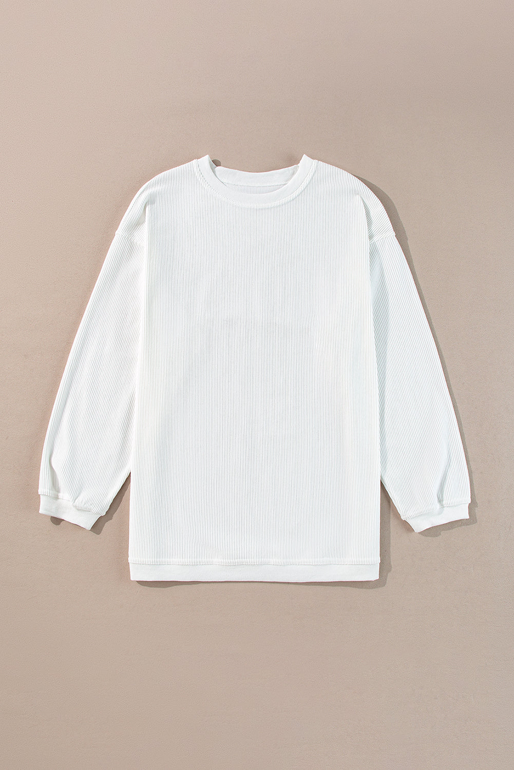 Orange ribbed corduroy oversized sweatshirt by Dear-Lover Dropshipping, showing the textured fabric and relaxed fit.