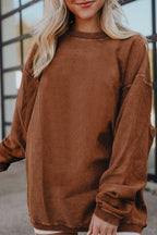 Orange ribbed corduroy oversized sweatshirt from Dear-Lover, featuring a cozy, textured fabric and relaxed fit.