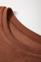 Orange ribbed corduroy oversized sweatshirt from Dear-Lover Dropshipping, featuring a cozy, textured fabric and relaxed fit.