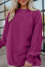 Orange ribbed corduroy oversized sweatshirt from Dear-Lover, featuring a cozy, textured fabric and relaxed fit for casual wear.