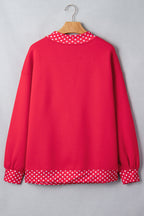 Orange colorblock polka dot oversized sweatshirt with contrast trim from Dear-Lover, made of polyester and cotton blend.