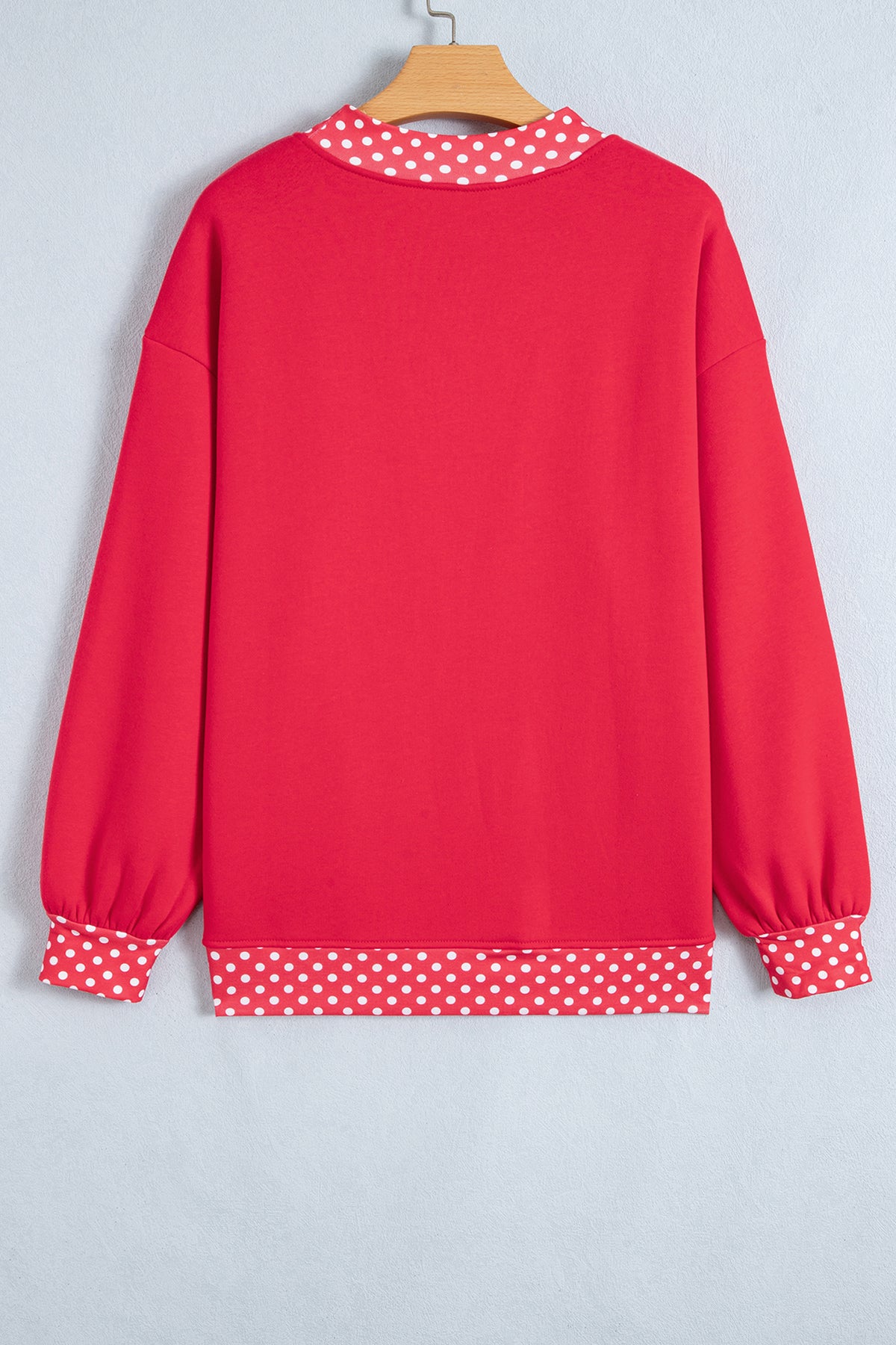 Orange colorblock polka dot oversized sweatshirt by Dear-Lover with contrast trim, made of polyester and cotton, cozy and stylish.