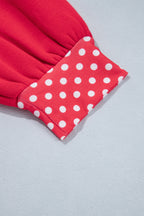Orange colorblock polka dot oversized sweatshirt by Dear-Lover, featuring contrast trim and a relaxed fit in polyester and cotton fabric.