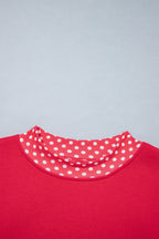 Orange colorblock polka dot oversized sweatshirt with contrast trim from Dear-Lover, made of polyester and cotton blend.
