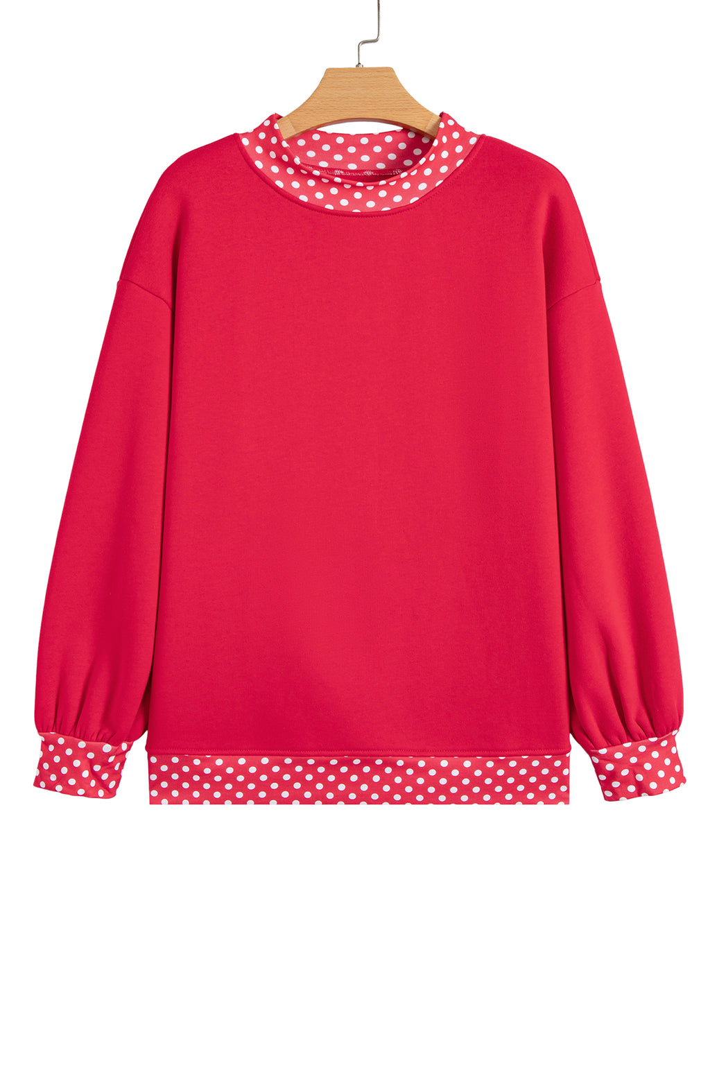 Orange oversized sweatshirt with colorblock polka dot pattern and contrast trim, made of polyester and cotton, from Dear-Lover.