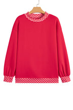 Orange oversized sweatshirt with colorblock polka dot pattern and contrast trim, made of polyester and cotton, from Dear-Lover.