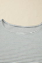 Black stripe casual tank top with contrasted ruffle trim from Dear-Lover, featuring a sleeveless design and lightweight polyester blend fabric.
