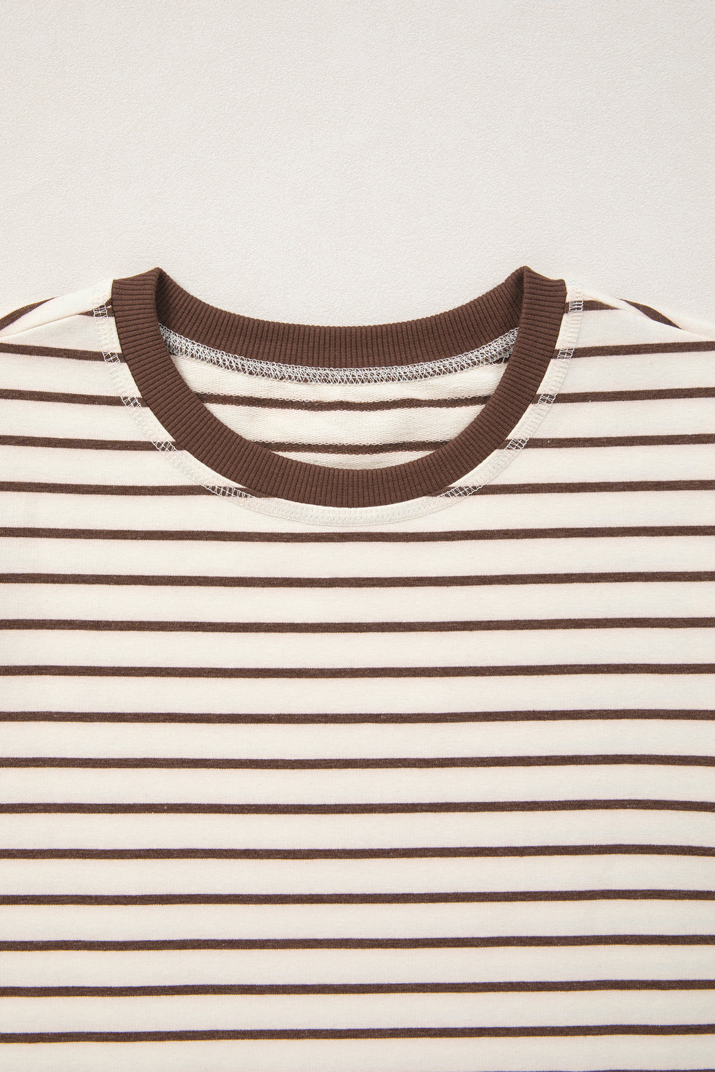 Brown stripe ribbed tank top with round neck trim, loose fit, made of cotton and elastane, by Dear-Lover.