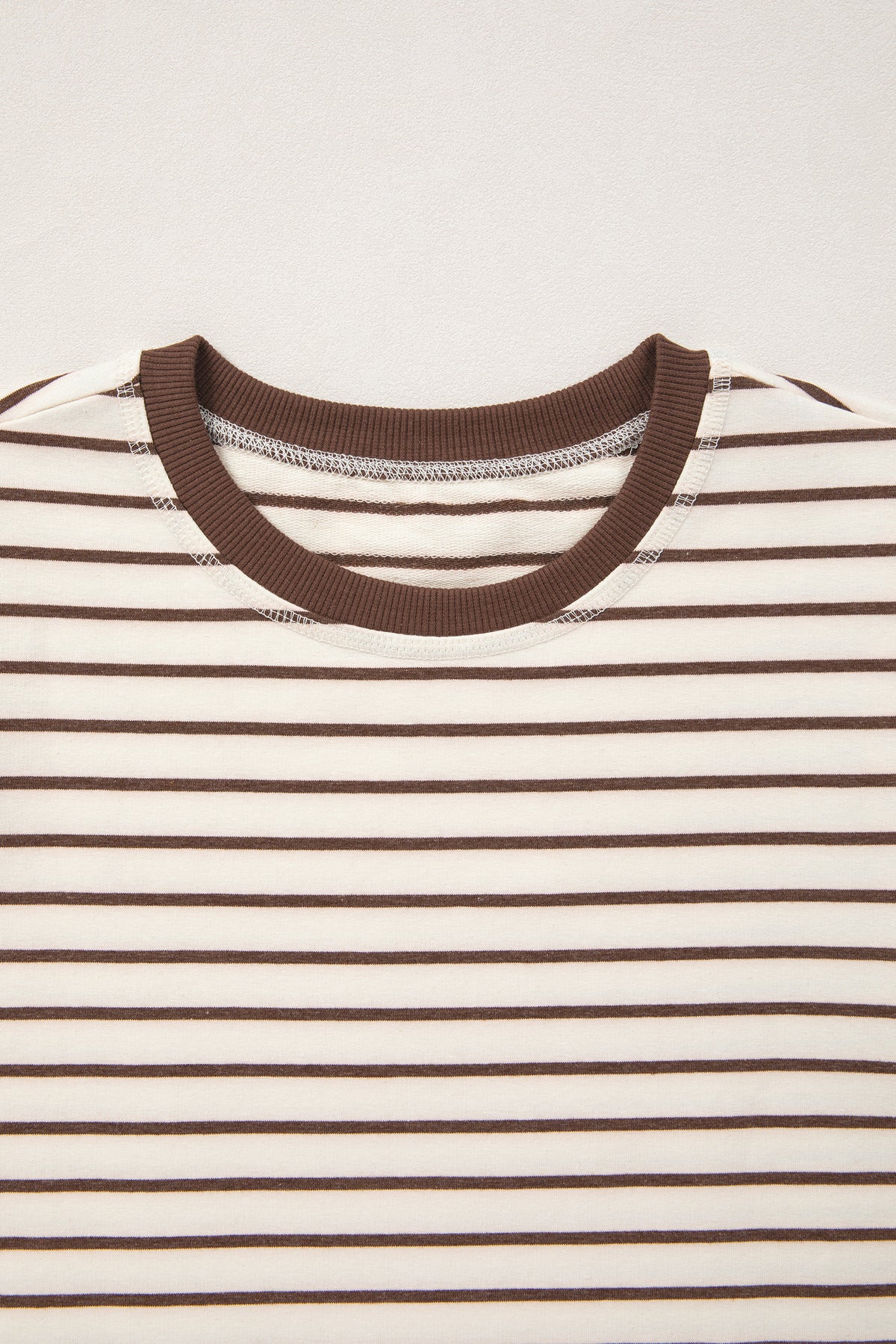 Brown stripe ribbed tank top with round neck trim, loose fit, made of cotton and elastane, by Dear-Lover.