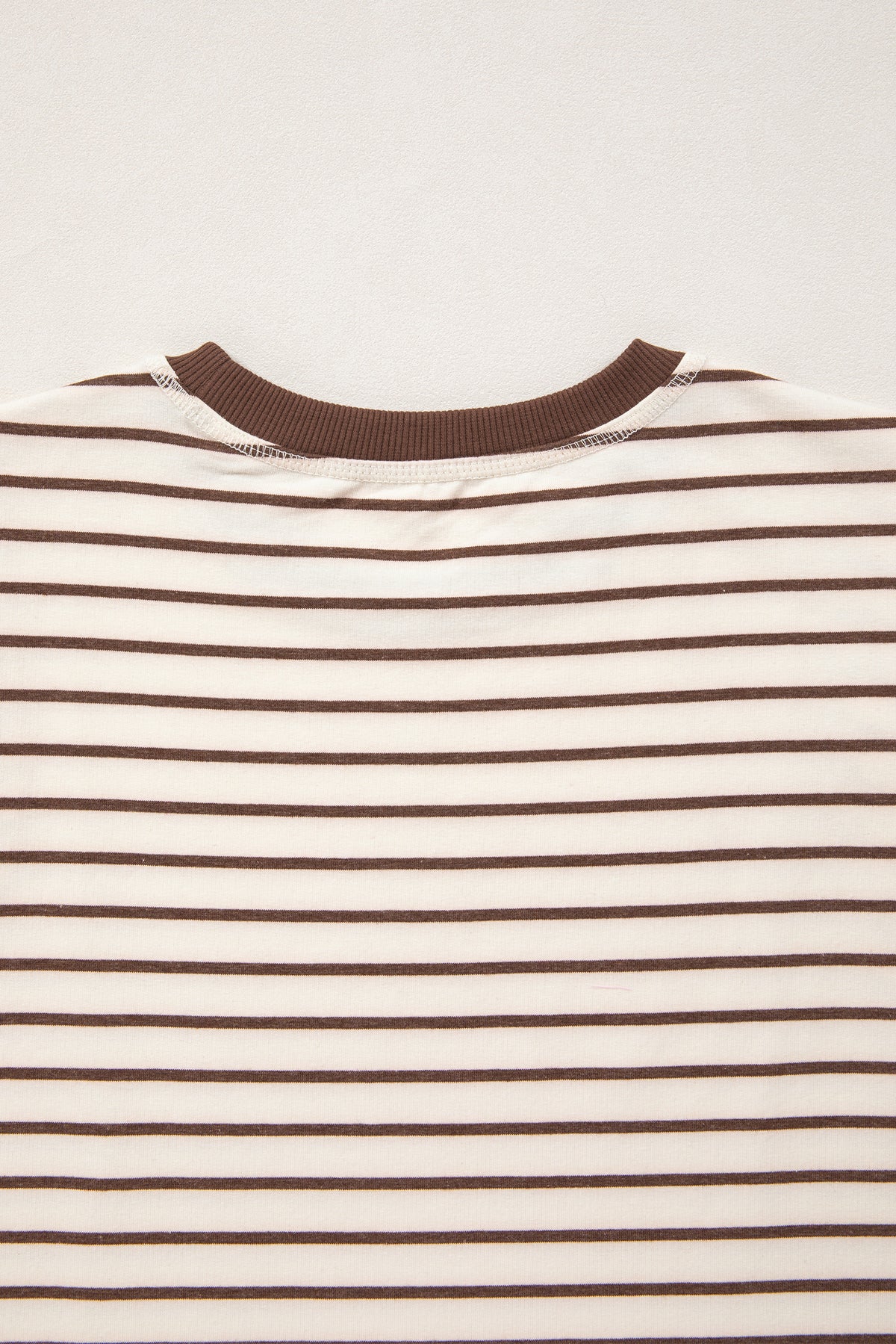 Brown stripe ribbed round neck loose tank top by Dear-Lover, featuring soft cotton-elastane fabric and casual fit.