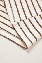 Brown stripe ribbed round neck loose tank top by Dear-Lover Dropshipping, featuring a comfortable fit and casual style.