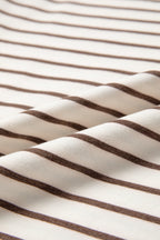 Brown stripe ribbed tank top with round neck and trim, loose fit, made of cotton and elastane, by Dear-Lover Dropshipping