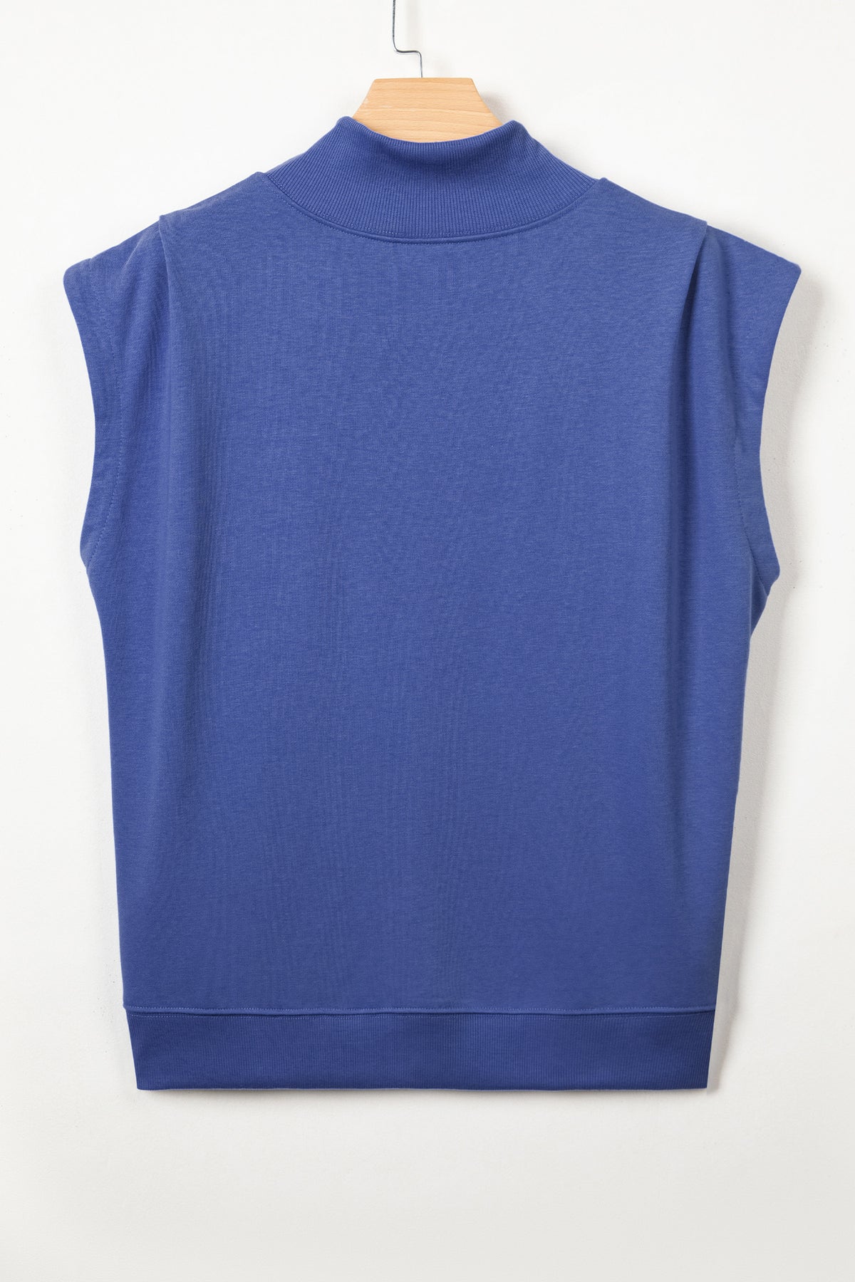 Black solid color high neck cap sleeve loose top from Dear-Lover, made of polyester and cotton, perfect for casual wear.