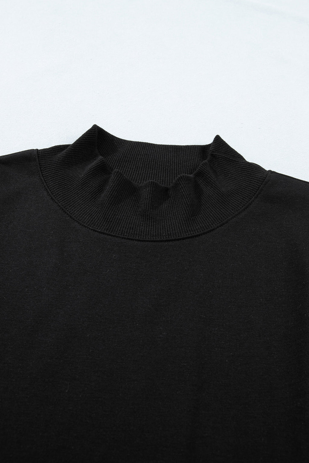 Black solid color high neck cap sleeve loose top from Dear-Lover, made of polyester and cotton, suitable for casual wear.