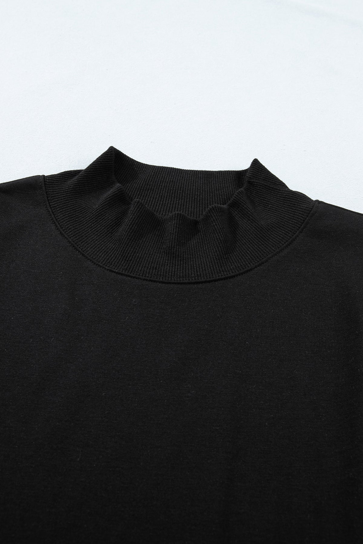 Black solid color high neck cap sleeve loose top from Dear-Lover, made of polyester and cotton, suitable for casual wear.