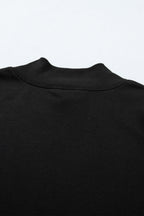 Black solid color high neck cap sleeve loose top by Dear-Lover, made of polyester and cotton, perfect for casual wear.
