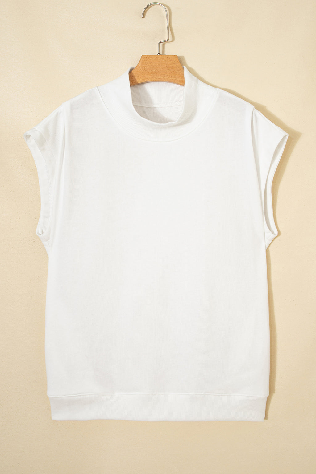 Black solid color high neck cap sleeve loose top from Dear-Lover, made of polyester and cotton, stylish and comfortable.