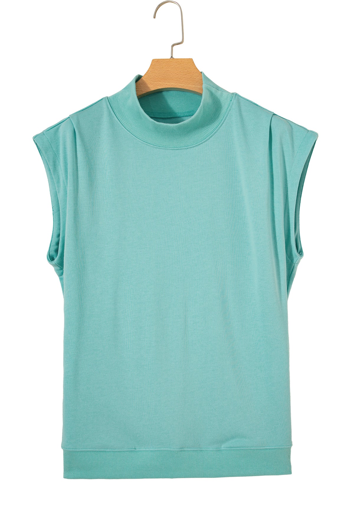 Black solid color high neck cap sleeve loose top from Dear-Lover, made of polyester and cotton, casual and comfortable for everyday wear.