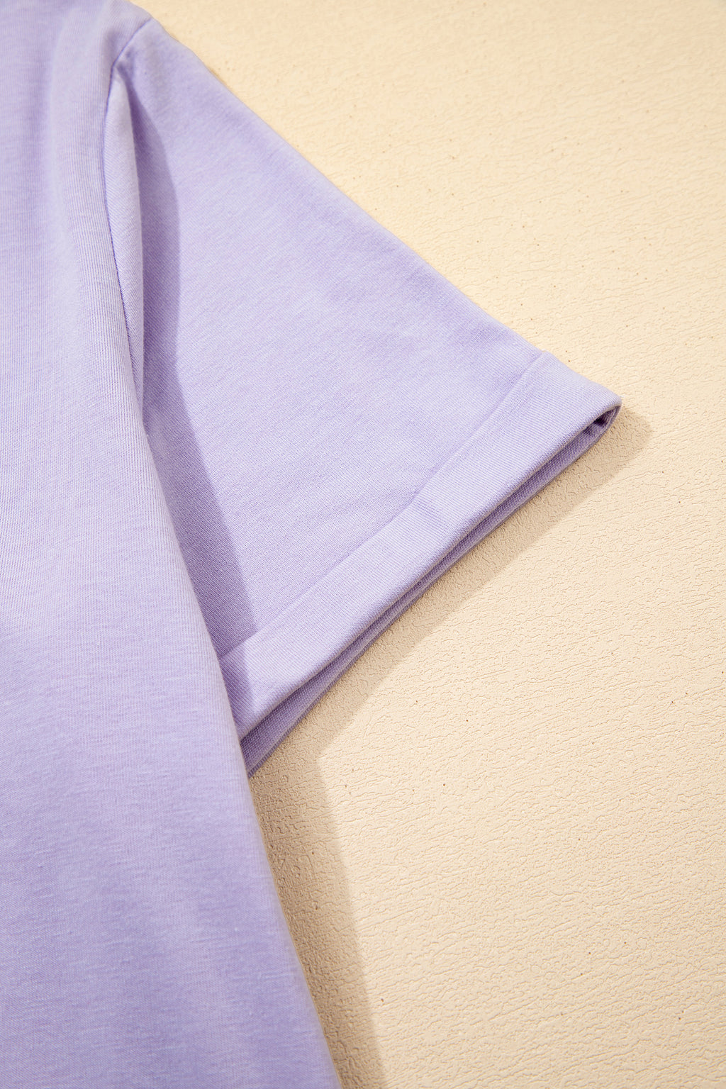 Dear-Lover plain crew neck T-shirt in orchid petal color, made of polyester, cotton, and elastane, casual and comfortable fit.