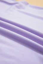 Dear-Lover plain crew neck tee in orchid petal color, casual polyester-cotton blend top with elastane for comfort.