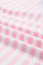 Red stripe casual oversize Dolman sleeve patchwork T-shirt by Dear-Lover Dropshipping, made of 95% cotton and 5% elastane.