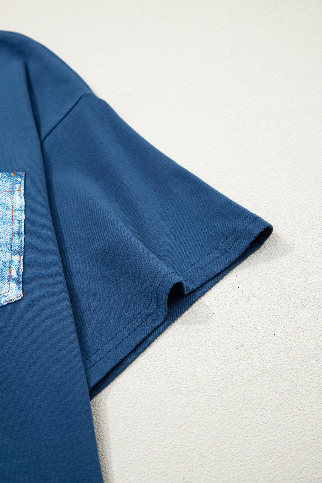 Sail Blue color block casual short sleeve top from Dear-Lover with chest pocket and patch details, made of cotton and elastane blend.