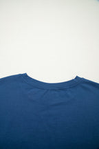 Sail blue color block casual short sleeve top with chest pocket and patches, made of cotton and elastane, by Dear-Lover.