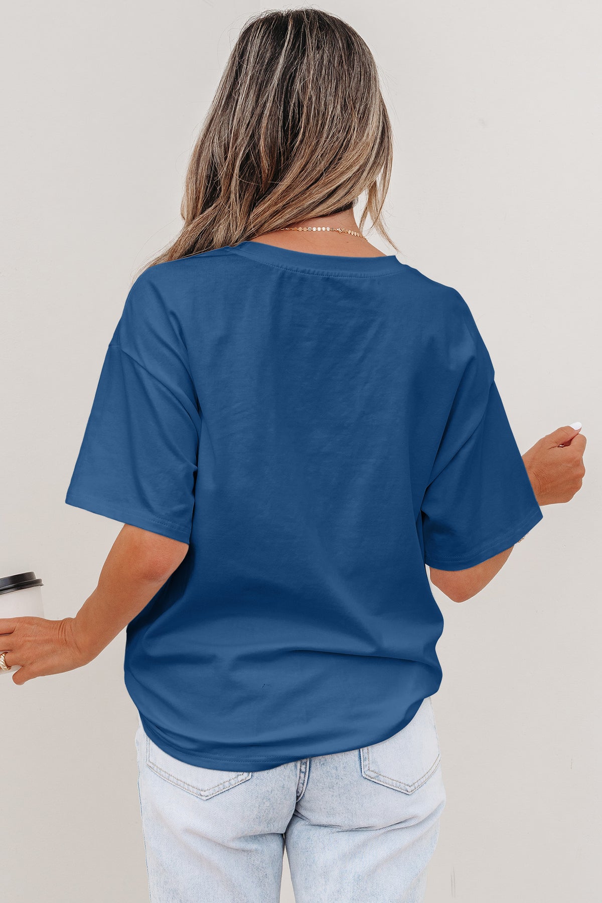 Sail blue color block casual short sleeve top with chest pocket and patch details, made by Dear-Lover Dropshipping.