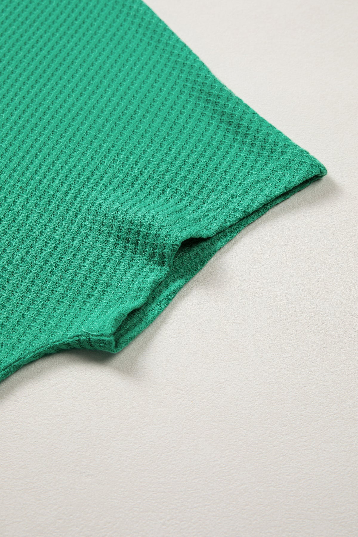 Sea green waffle textured knit dolman short sleeve top from Dear-Lover, loose fit, lightweight, and stylish for casual wear.