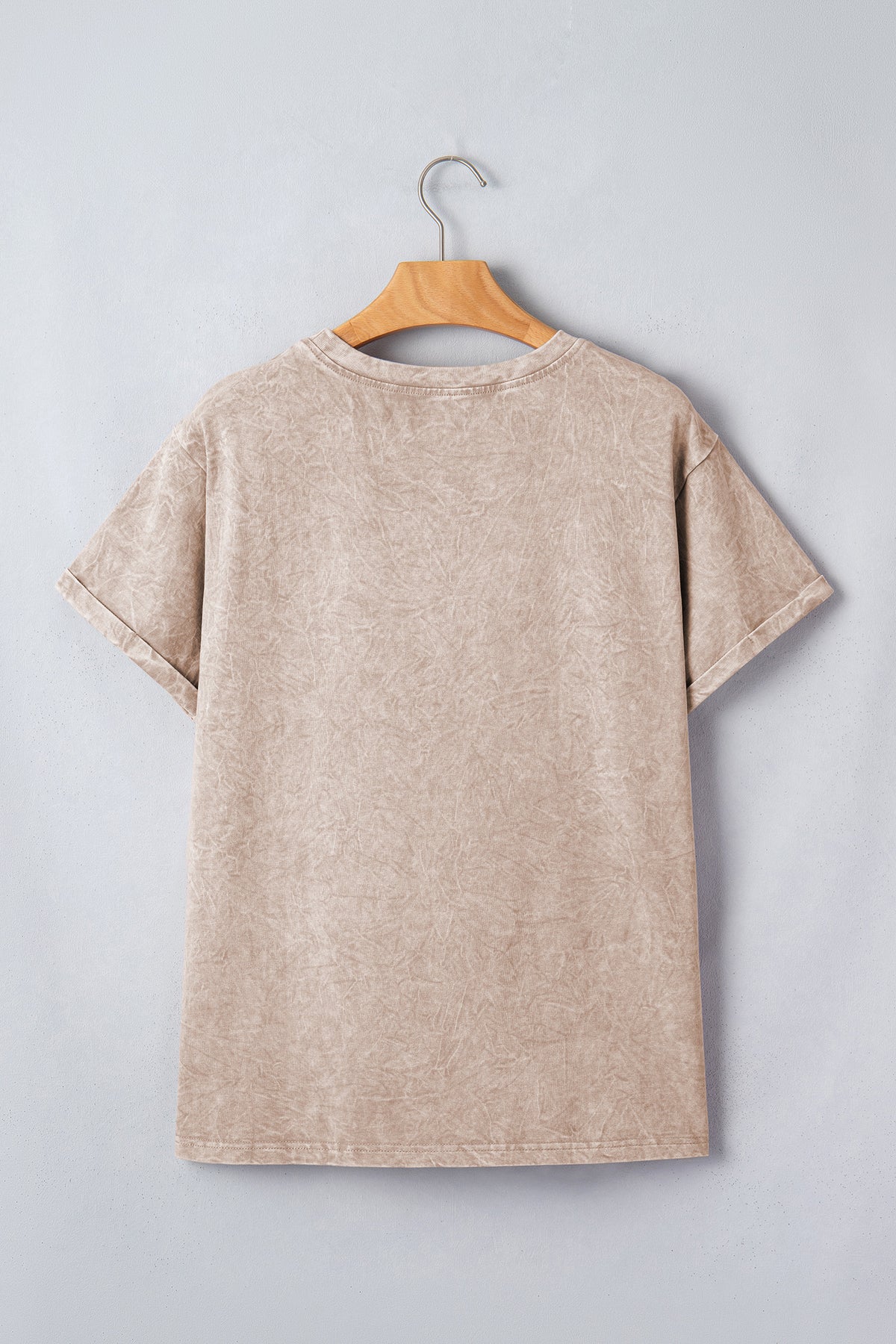 Smoke gray Dear-Lover casual T-shirt made of 100% mineral washed cotton, featuring a relaxed fit and "Saved by Grace" design.