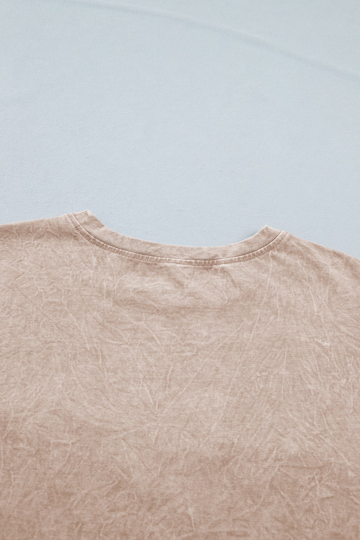 Smoke gray Dear-Lover casual T-shirt made of mineral washed cotton, featuring a relaxed fit and "Saved by Grace" graphic design.