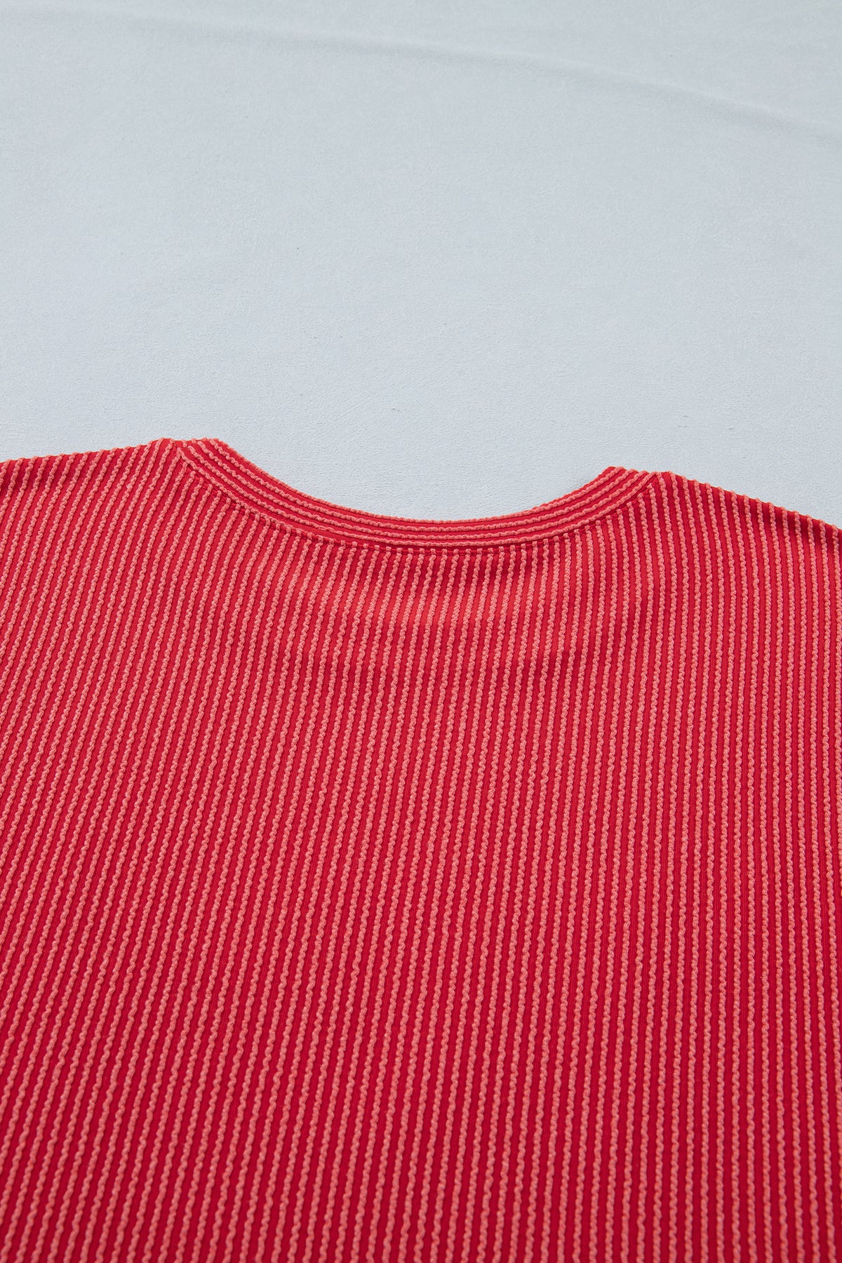 Fiery Red USA graphic half sleeve loose ribbed top by Dear-Lover, featuring a casual fit and patriotic print on lightweight fabric.