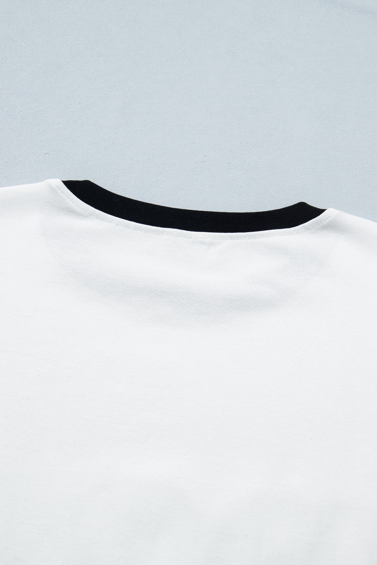 White USA sequin color block trim loose T-shirt by Dear-Lover, casual cotton blend top with vibrant sequin accents.