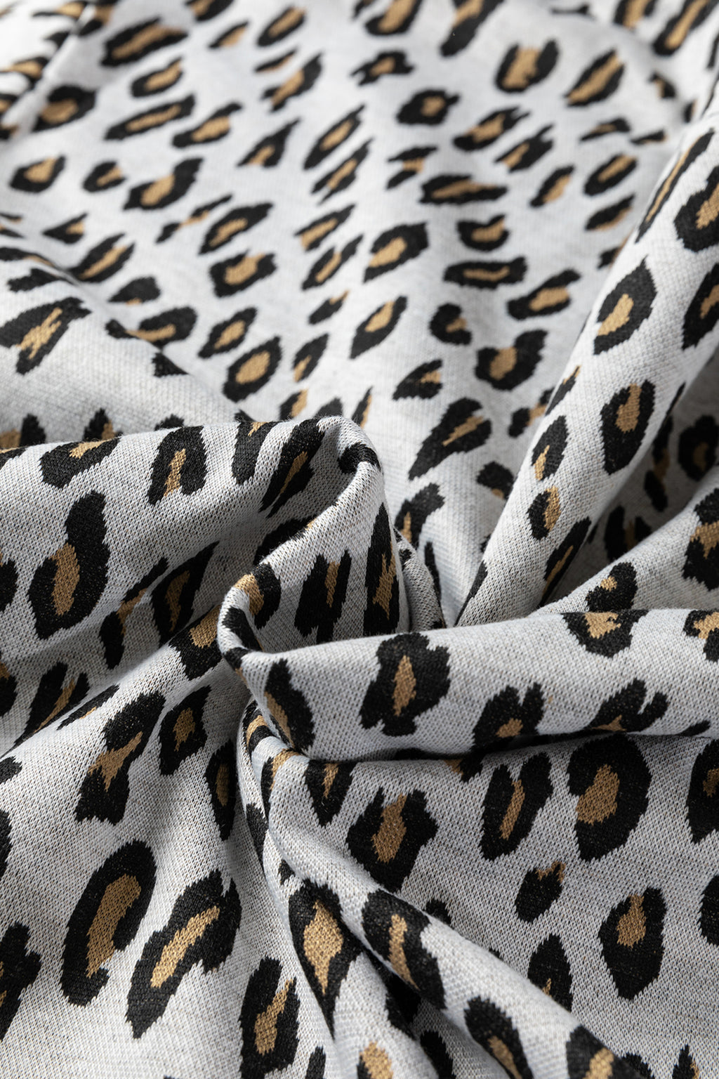 Beige leopard print casual tee and pants two-piece set by Dear-Lover, featuring polyester-elastane fabric and relaxed fit.