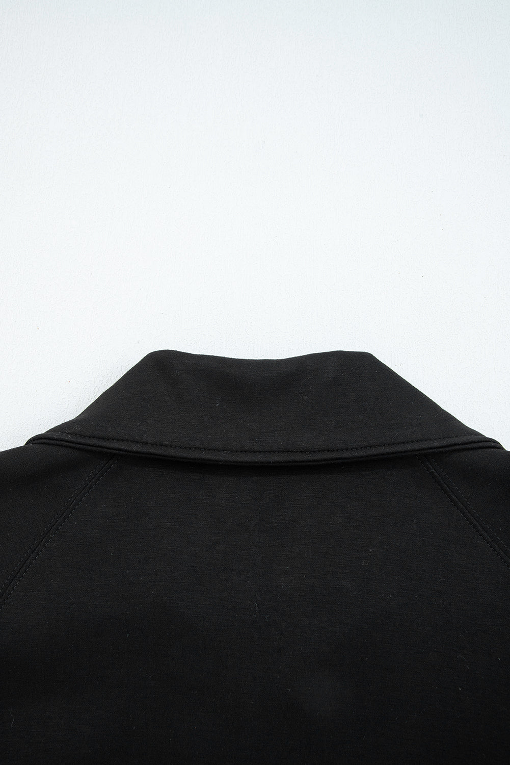 Black zip collar long sleeve top and drawstring pants set by Dear-Lover, stylish two-piece set in polyester and viscose fabric.