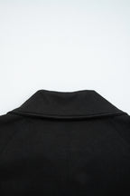 Black zip collar long sleeve top and drawstring pants set by Dear-Lover, stylish two-piece set in polyester and viscose fabric.