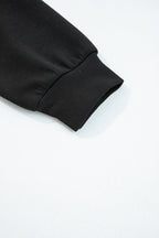 Black zip collar long sleeve top and drawstring pants set by Dear-Lover, stylish two-piece polyester viscose elastane combo.