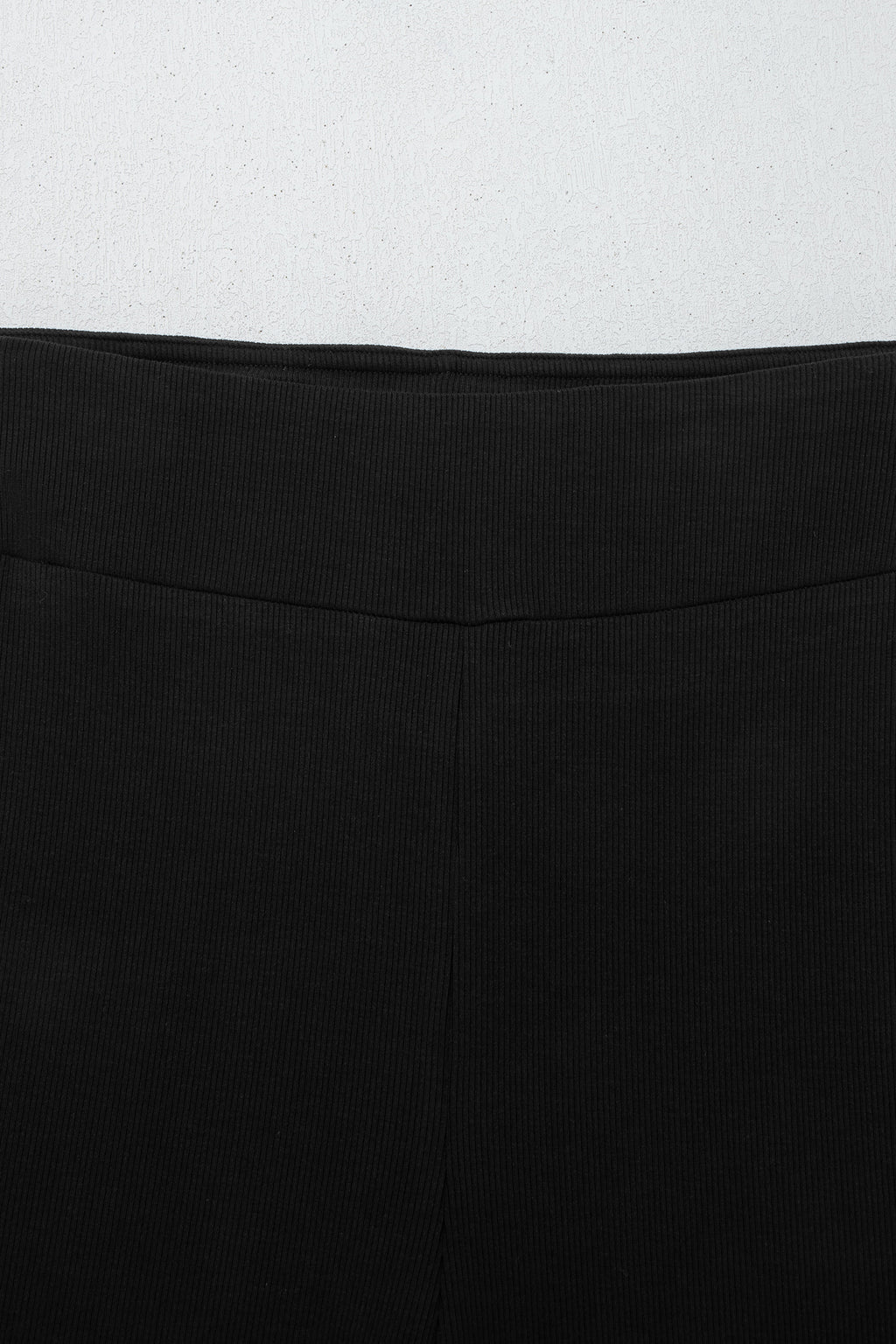 Black solid color oversized slit sweatshirt and ribbed leggings two-piece set by Dear-Lover, casual comfortable athletic outfit.
