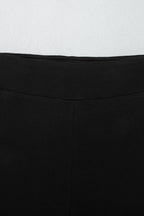 Black solid color oversized slit sweatshirt and ribbed leggings two-piece set by Dear-Lover, casual comfortable athletic outfit.