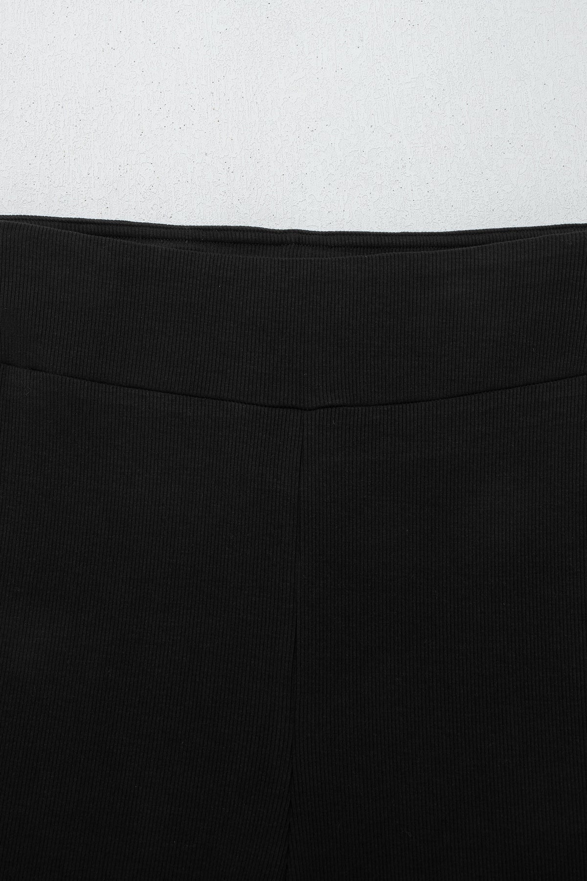 Black solid color oversized slit sweatshirt and ribbed leggings two-piece set by Dear-Lover, casual comfortable athletic outfit.