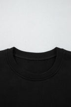 Black solid color oversized slit sweatshirt with ribbed leggings, two-piece set from Dear-Lover Dropshipping.