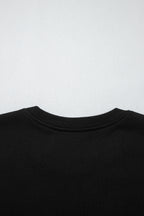 Black solid color oversized slit sweatshirt and ribbed leggings 2-piece set from Dear-Lover, casual loungewear ensemble.