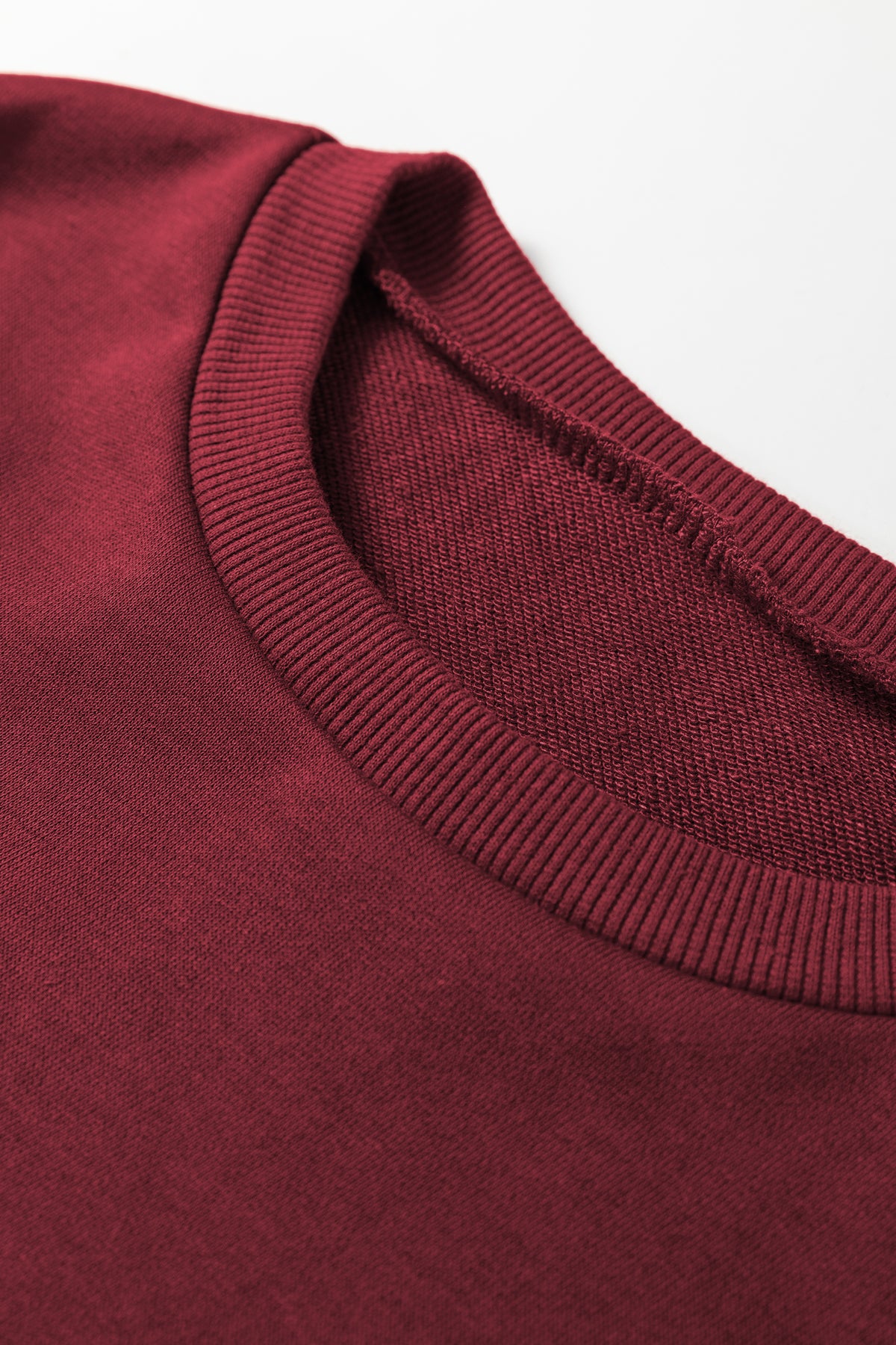 Burgundy varsity striped 3/4 sleeve pullover and drawstring sweatpants set by Dear-Lover, two-piece casual loungewear ensemble.