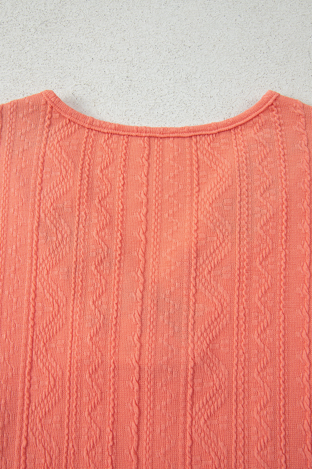 Grapefruit orange crochet floral accent V-neck textured two-piece pants set by Dear-Lover Dropshipping, featuring a stylish design.