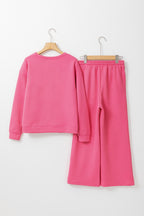 Navy blue ultra loose textured two-piece slouchy outfit by Dear-Lover, featuring relaxed fit pants and matching top.