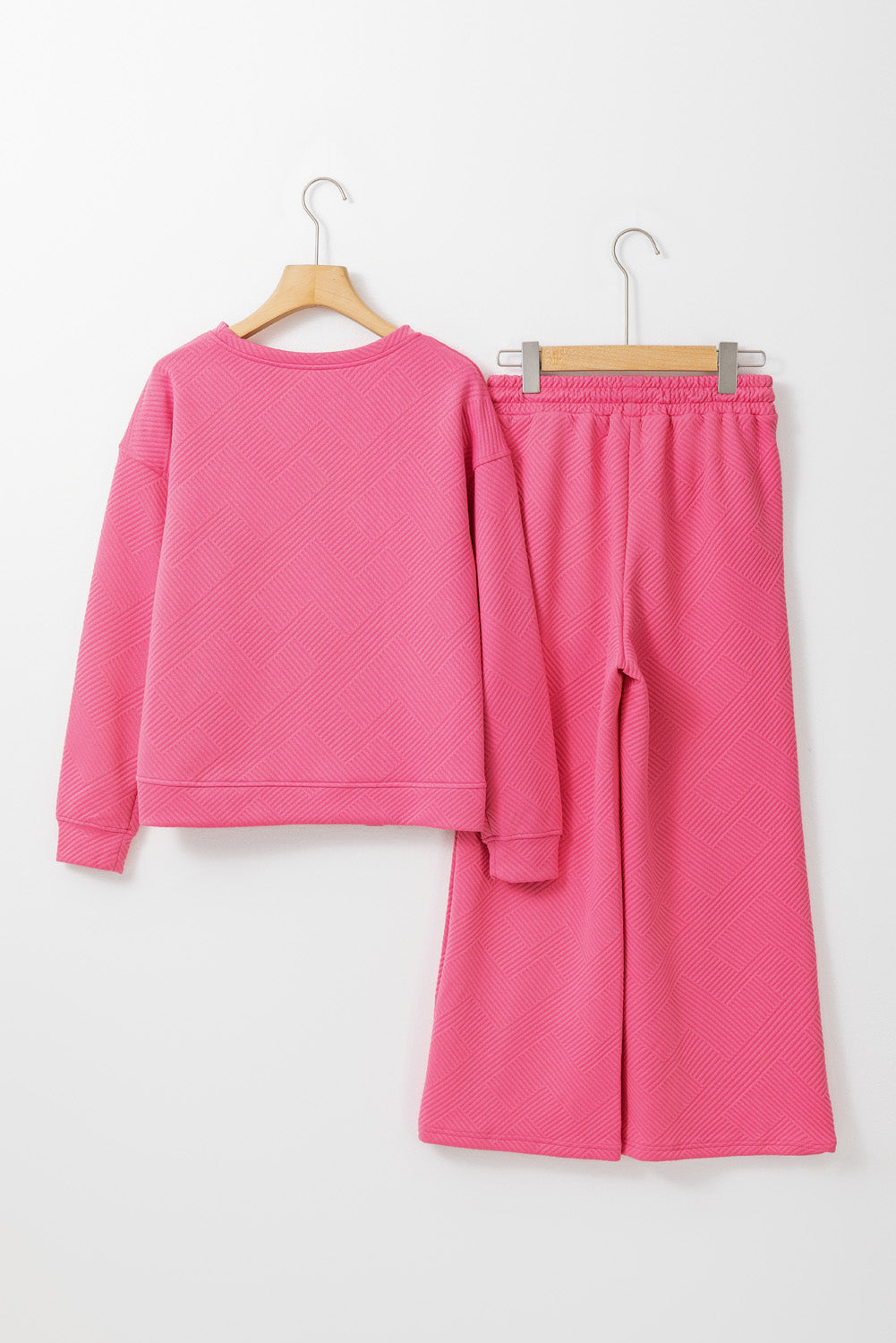 Navy blue ultra loose textured two-piece slouchy outfit by Dear-Lover, featuring relaxed fit pants and matching top.