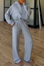 Dear-Lover orchid bouquet two-piece active set with hoodie and pants, featuring half-zip and thumbhole sleeves, polyester blend.