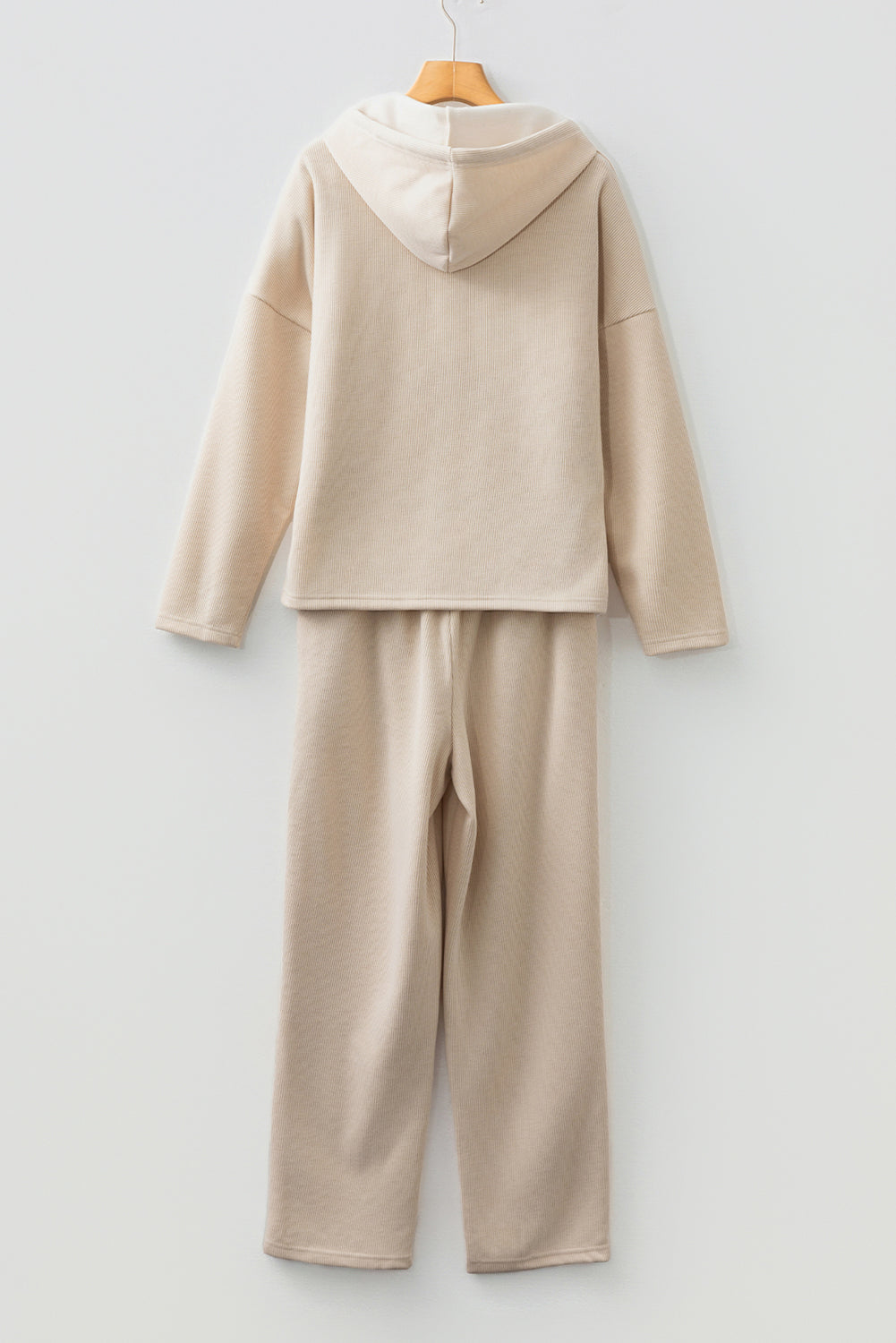 Dear-Lover leopard print two-piece hoodie and high-waist corduroy pants set, casual comfortable loungewear outfit.