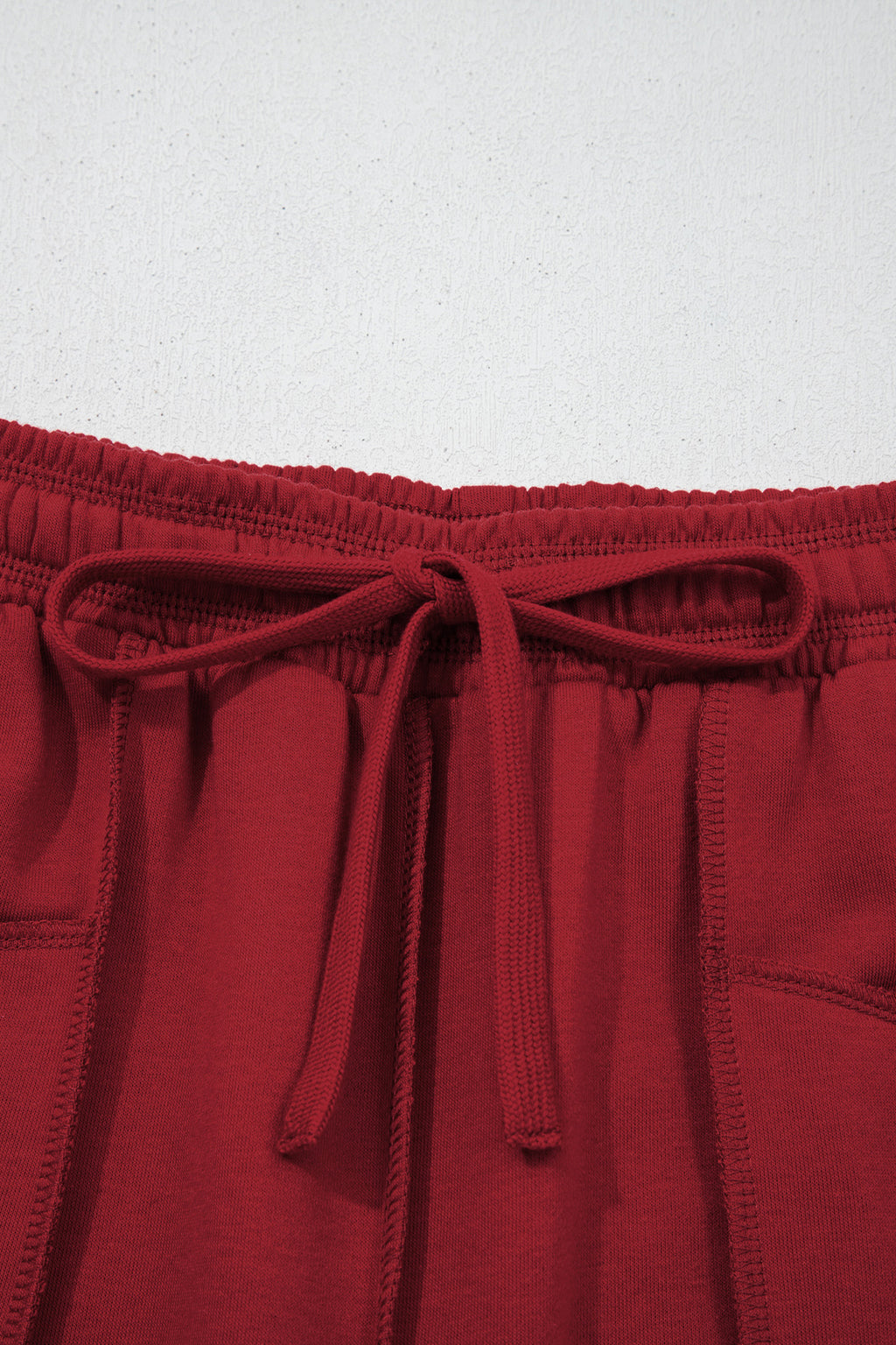 Racing red drop shoulder boxy tee and barrel pants set by Dear-Lover, casual two-piece polyester-cotton outfit for women.