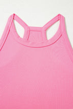 Pink two-piece set with slim ribbed tank top and matching sweatpants from Dear-Lover, made of viscose, elastane, and cotton blend.